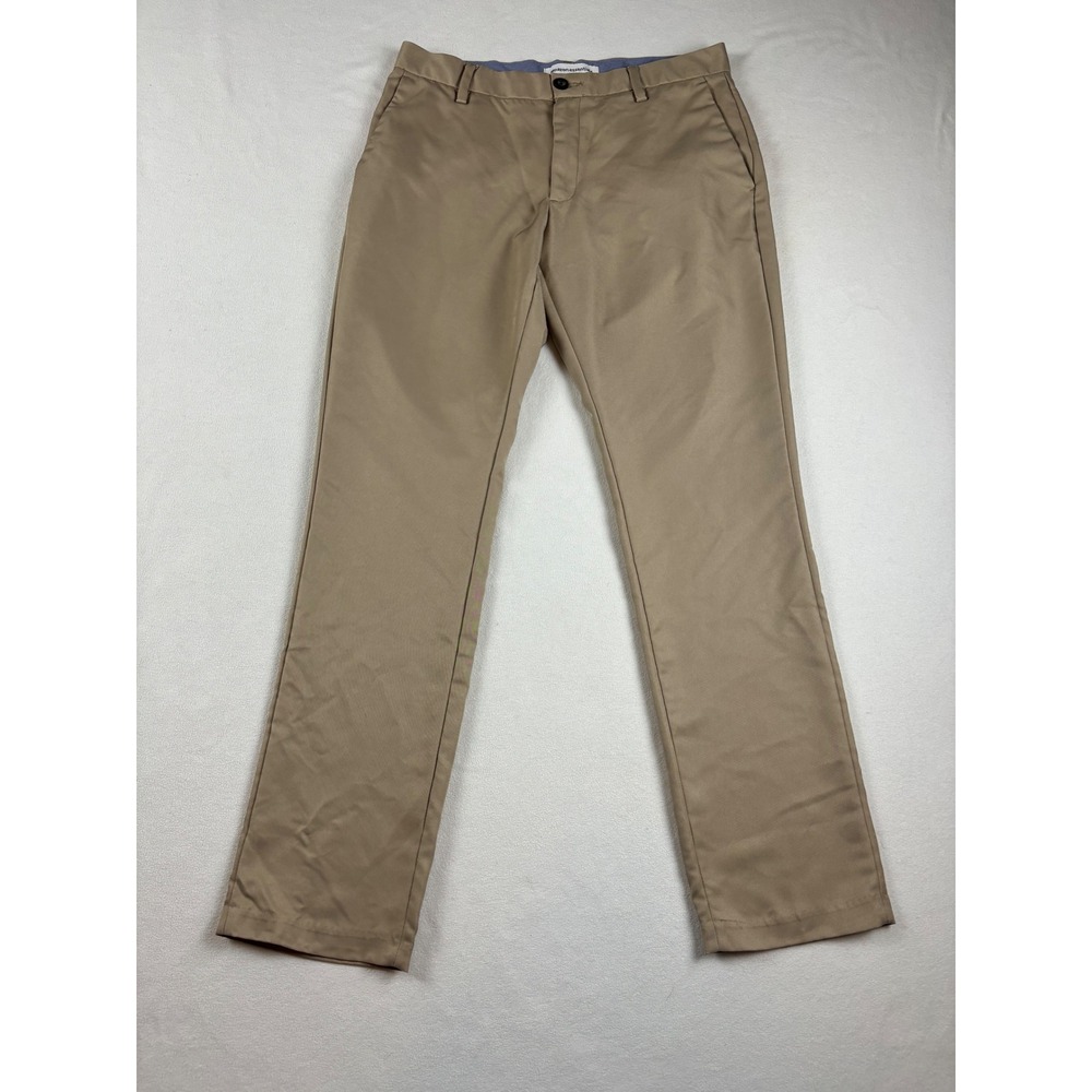 Amazon Essentials Mens Khaki Chino Pants Flat Front Trousers Tan 32x32